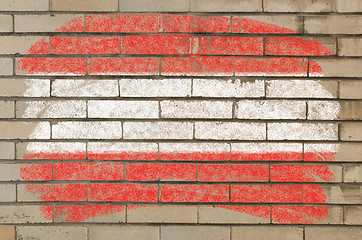 Image showing flag of Austria on grunge brick wall painted with chalk  