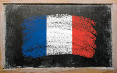 Image showing flag of France on blackboard painted with chalk  