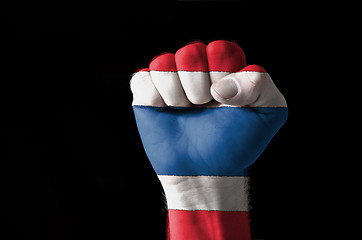 Image showing Fist painted in colors of thailand flag