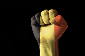 Image showing Fist painted in colors of belgium flag