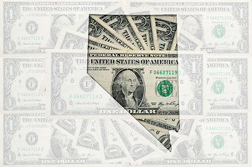 Image showing Outline map of nevada with transparent american dollar banknotes