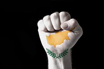 Image showing Fist painted in colors of cyprus flag