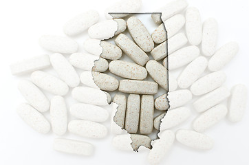 Image showing Outline map of Illionis with transparent pills in the background