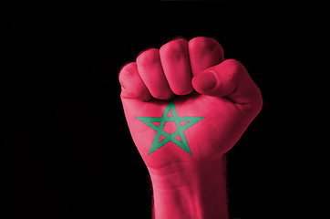 Image showing Fist painted in colors of morocco flag