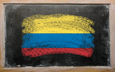 Image showing flag of Columbia on blackboard painted with chalk  