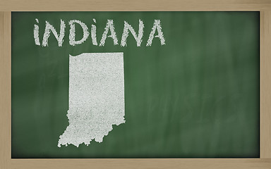 Image showing outline map of indiana on blackboard 