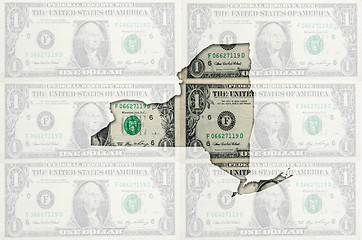 Image showing Outline map of new york with transparent american dollar banknot