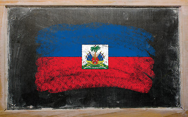 Image showing flag of Haiti on blackboard painted with chalk  