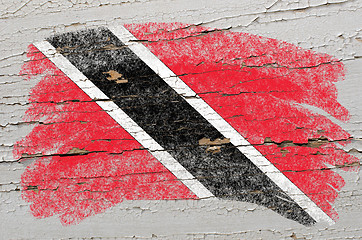 Image showing flag of trinidad and tobago on grunge wooden texture painted wit