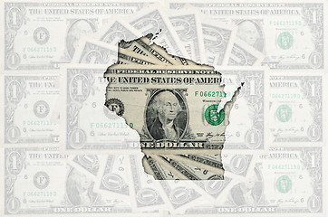 Image showing Outline map of wisconsin with transparent american dollar bankno