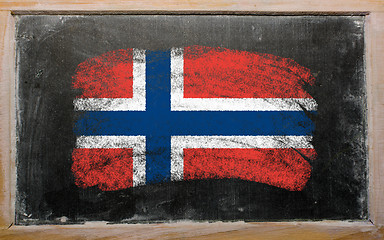 Image showing flag of norway on blackboard painted with chalk  