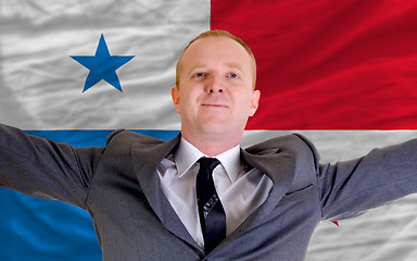 Image showing happy businessman because of profitable investment in panama sta