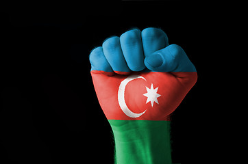 Image showing Fist painted in colors of azerbaijan flag