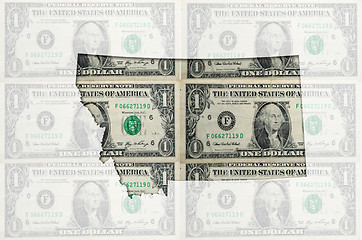 Image showing Outline map of montana with transparent american dollar banknote