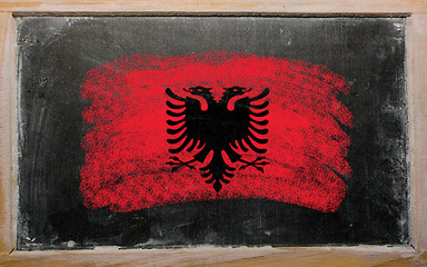 Image showing flag of Albania on blackboard painted with chalk  