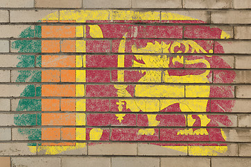 Image showing flag of srilanka on grunge brick wall painted with chalk  