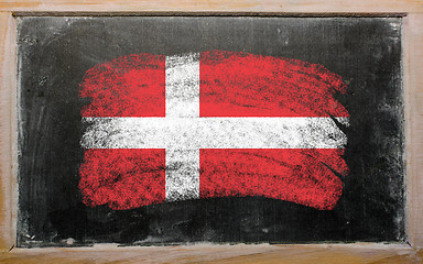 Image showing flag of Denmark on blackboard painted with chalk  