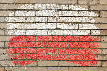 Image showing flag of Poland on grunge brick wall painted with chalk  