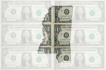 Image showing Outline map of mississippi with transparent american dollar bank