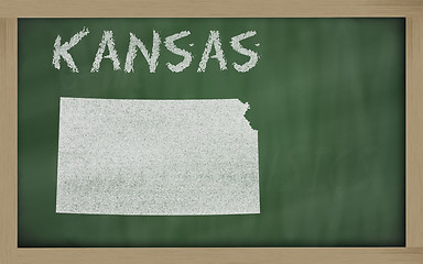 Image showing outline map of kansas on blackboard 