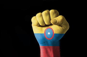 Image showing Fist painted in colors of columbia flag