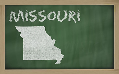 Image showing outline map of missouri on blackboard 