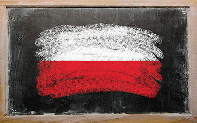 Image showing flag of Poland on blackboard painted with chalk  