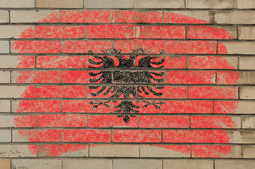 Image showing flag of albania on grunge brick wall painted with chalk  