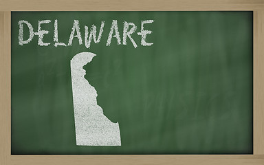 Image showing outline map of delaware on blackboard 