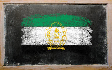 Image showing flag of Afghanistan on blackboard painted with chalk  