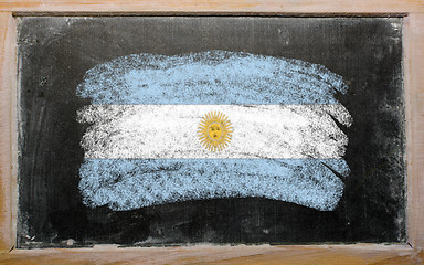 Image showing flag of Argentina on blackboard painted with chalk  