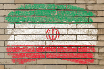Image showing flag of iran on grunge brick wall painted with chalk  