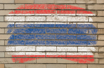 Image showing flag Thailand of on grunge brick wall painted with chalk  