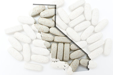 Image showing Outline California map of with transparent pills in the backgrou