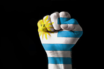 Image showing Fist painted in colors of uruguay flag