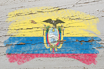 Image showing flag of ecuador on grunge wooden texture painted with chalk  