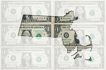 Image showing Outline map of massachusetts with transparent american dollar ba