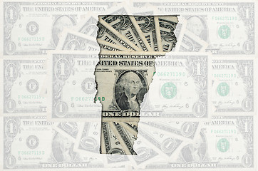 Image showing Outline map of vermont with transparent american dollar banknote