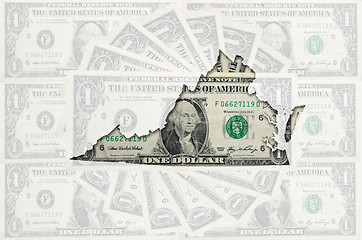 Image showing Outline map of virginia with transparent american dollar banknot