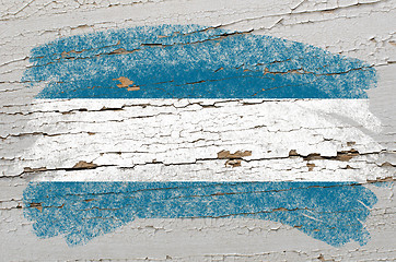 Image showing flag of  el salvador on grunge wooden texture painted with chalk