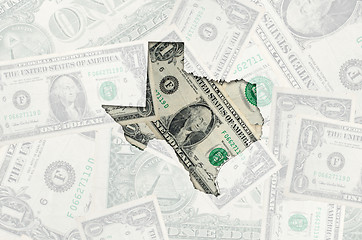 Image showing Outline map of texas with transparent american dollar banknotes 