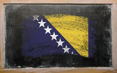 Image showing flag of bosnia and herzegovina on blackboard painted with chalk 
