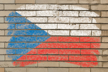 Image showing flag of czech on grunge brick wall painted with chalk  