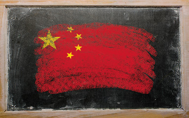 Image showing flag of China on blackboard painted with chalk  