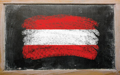 Image showing flag of Austria on blackboard painted with chalk  