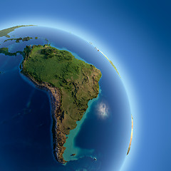 Image showing Earth with high relief, illuminated by the sun