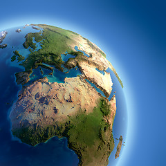 Image showing Earth with high relief, illuminated by the sun