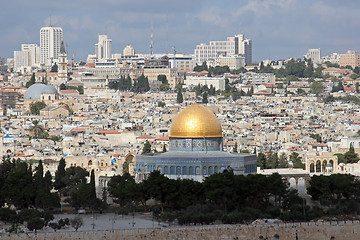 Image showing View on old Jerusalem and Dome of the Rock temple