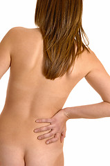 Image showing Nude woman with back pain.