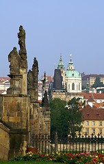 Image showing Charles bridge and churches